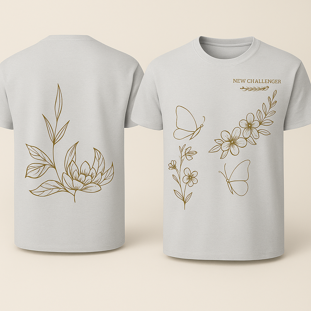 T-shirt NewChallenger avec design botanique corrigé